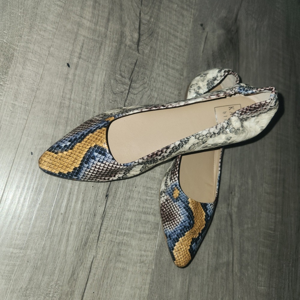 Kaari Blue Womens Pointed Toe Snakeskin Print‎ Ballet Flats Multi Color Size 8